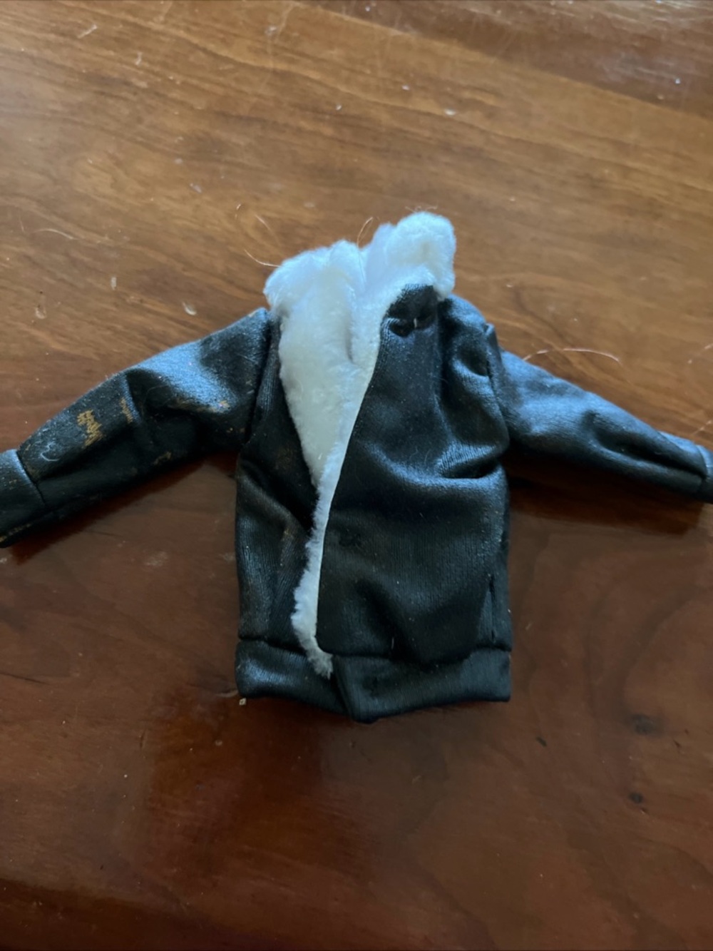 Fashion Doll Faux Leather Black Coat White Fur